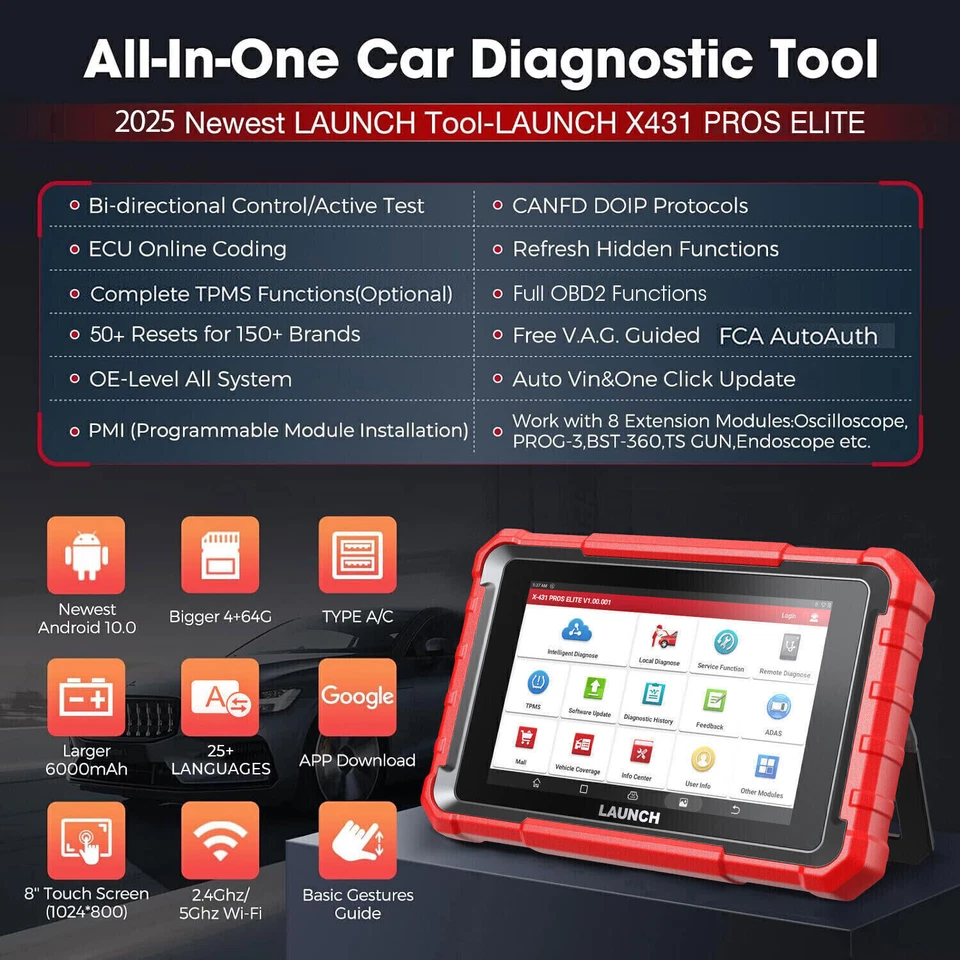 2025 LAUNCH X431 PRO Elite V + PRO5 OBD2 Scanner Car Diagnostic Tool Key Coding - Изображение 2 из 4