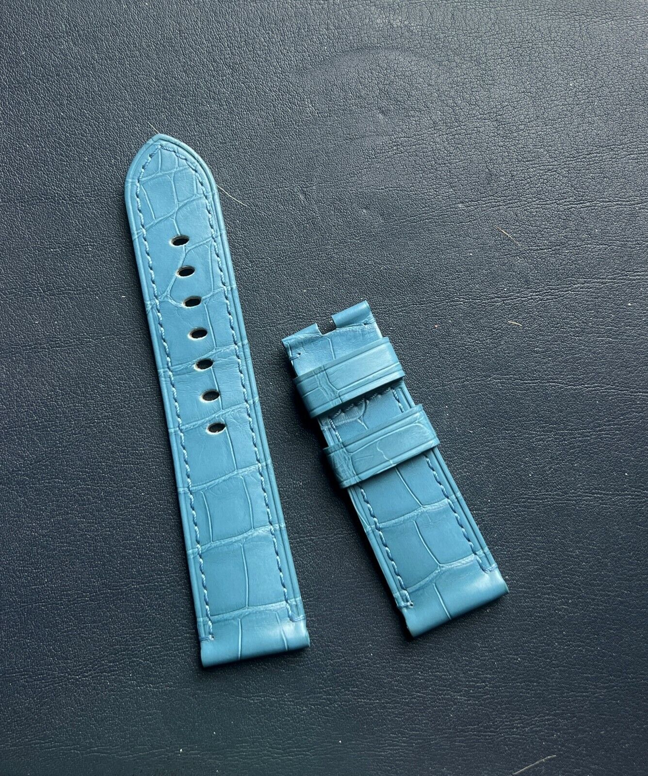 Panerai OEM 24mm Light Blue Leather Alligator Strap 
