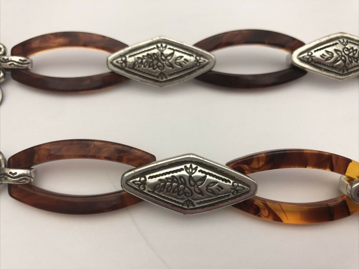 Beautiful Brighton Tortoise Shell And Silver Chain Belt S  display picture 3