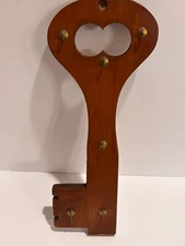 Vintage Hand Made Wooden Key Holder Wall Key Shaped Sign Rustic Key Rack 13”