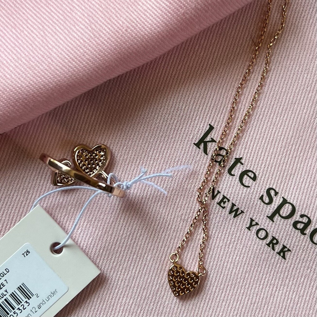 NEW Kate Spade Yours Truly Pave Heart Ring & Mini Pendant