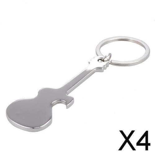 4X Gitarrenförmiger Bierflaschenöffner Schlüsselanhänger Schlüsselring - Afbeelding 1 van 7