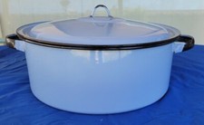 Vtg Large 15Qt Enamelware Cooking Pot/Dishpan/Canning/Basin w Lid☆18-3/4" Long☆☆