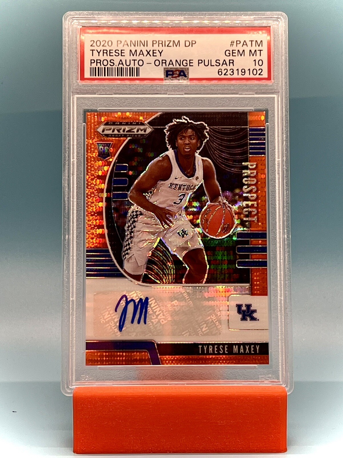 2020 Prizm Draft Picks Tyrese Maxey Orange Pulsar Auto /49 RC PSA 10 SP