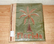 12" X 14" FLORIDA ROPE BOUND SCRAPBOOK PHOTO ALBUM W/ PALM TREE  LEAVES COVER