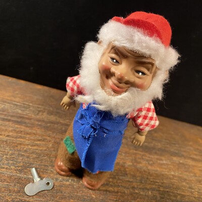 Vintage Toy Troll Dancing Man Beard Wind Up Plastic Celluloid
