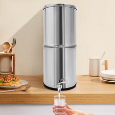 8.5L Gravity-Fed Water Filter Countertop Water Purification System w/2 Filters