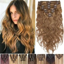 Body Wave THICK Double Weft Clip In Full Head Russian Remy Human Hair Extensions