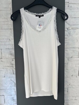 Tanktop mit Spitzenkragen - Größe 5 - weiß - Rendez-vous Paris