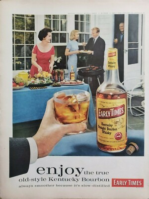 2 Vintage 1960 Early Times Bourbon Print Ad Ephemera Wall Art Decor