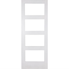 pocket door kit white shaker 4 light clear or frosted primed + door with track