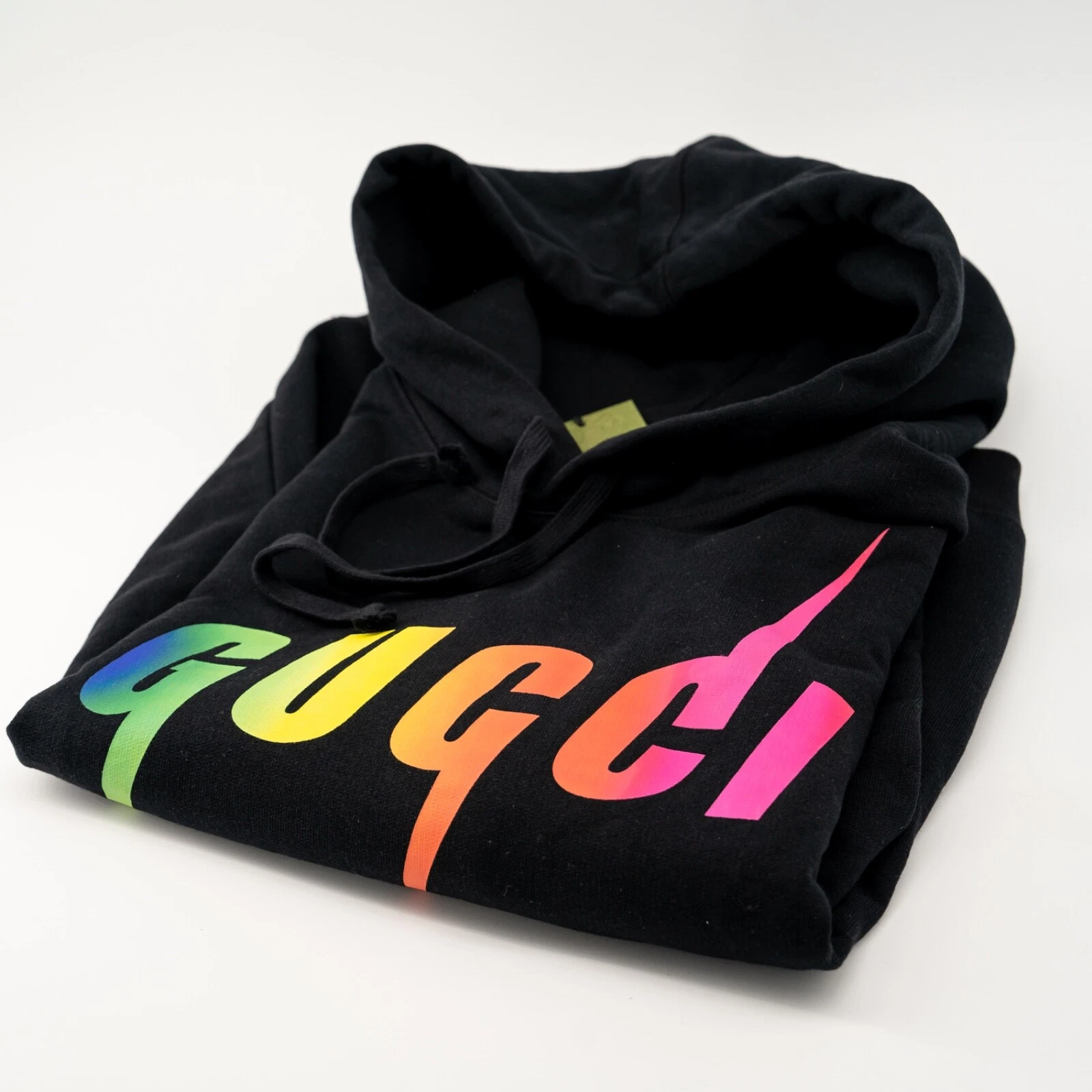 Felpa nera con cappuccio taglia M Gucci Blade stampa arcobaleno