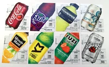 Lot of 8 New Dixie Narco Vending Machine Drink Labels, Fuze, Coke, Minute Maid
