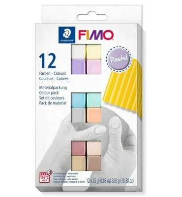 STAEDTLER FIMO Soft Oven Hardening Modelling Clay 12 x 25 g Blocks - Pastel