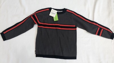 Boys Grey, W/Red And Black Trim Ski Sweater By Obermeyer Sz Large (6-7) NWT