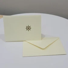12 Roberts And Reid Cream Blank Note Cards & Envelopes Nautical Ship Helm