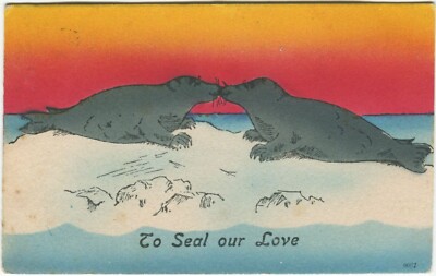 TO SEAL OUR LOVE - Comic Gruß Postkarte Kneipe. Cynicus