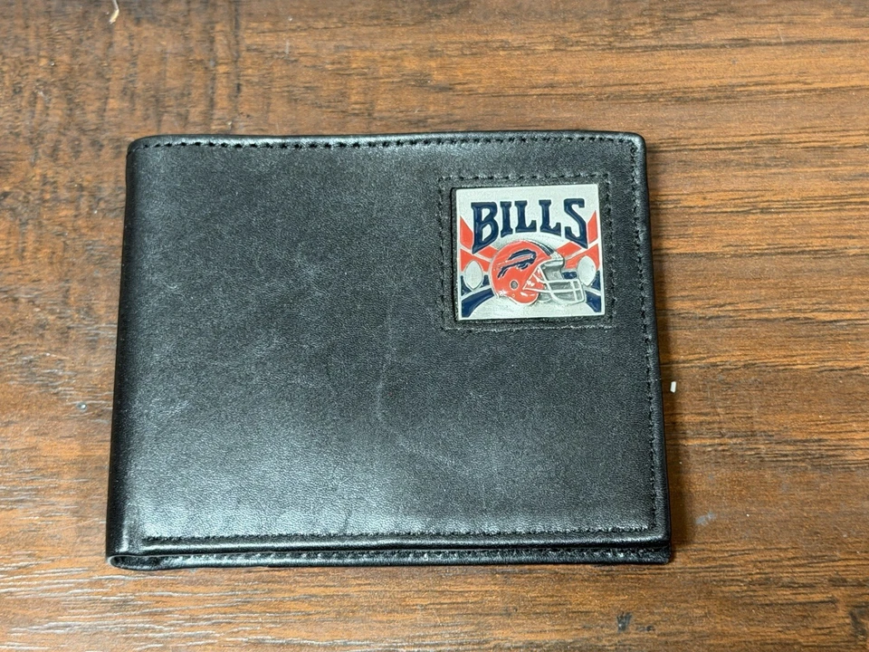 Buffalo Bills Leather Bi-fold Wallet Red Helmet Pewter Logo Siskiyou Sports New - Image 2 of 4