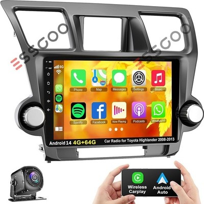 4+64G Apple Carplay Car Stereo Radio For Toyota Highlander 2008-2013 Android GPS