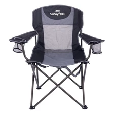 SUNNYFEEL Folding Oversized Camping Chair, Padded Portable Lawn Chairs for Ad...