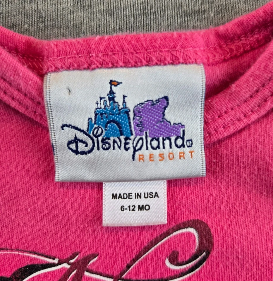 Camiseta Vintage Disney Bebé 6-12 Meses Rosa Disneyland Piratas del Caribe Años 90 Foto 3 de 4