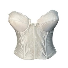 VTG 80s Lady Marlene Bustier Satin Lace Strapless Bridal Womens 36