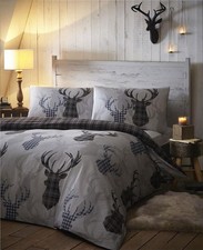 Image of Duvet sets quilt cover pillow cases highland stag country tartan check bedding