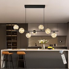 Modern Black/Gold  Glass Globe LED Pendant Light Dimmable 42W Dining Table Lamp