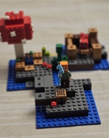 LEGO Minecraft Lot 21123 Iron Golem + 21129 Mushroom Island Mostly Complete