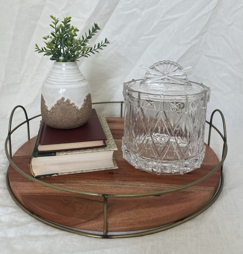 Vintage Cut Crystal Americana Drum Candy Jar with Loose-Fitting Lid