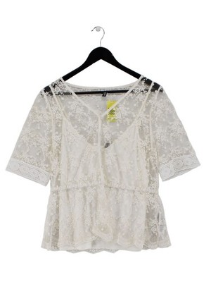 Forever New Damen Top M Weiß Baumwolle