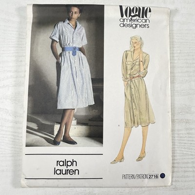 Vogue amerikanischer Designer RALPH LAUREN Schnittmuster 2716 UNGESCHNITTEN FF Kleid Größe 12