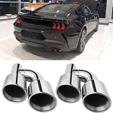 For Ford Mustang GT 2.5" In to 4" Dual Exhaust Tip Double Wall Stainless Steel