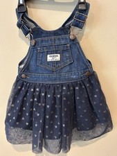 Osh Kosh Baby Girls 12 Months Jean And Glittery Blue Skirt Overalls.