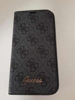 Guess Hülle für iPhone 14 Pro 6,1 schwarz/Black Book 4G Vintage Gold Logo