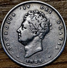 1825 King George IV Silver Shilling - Great Condition, 5.5 grams Sterling Silver