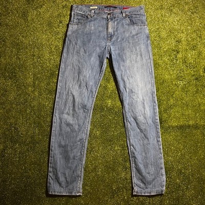 Alberto Light Denim Modern Fit Jeans Mens Size 33 Straight Leg Light Wash 34L