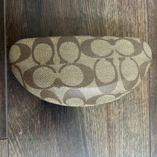 Coach Jacquard Sunglasses Case Hard Clam Shell Tan Brown Signature Logo Glasses