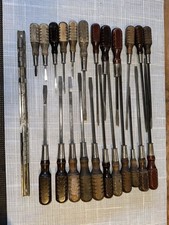 Mac Tools Vintage Wooden Handle Screwdriver Lot Of 23 Flat Heads & Bonus Rail