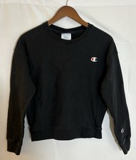 Champion Reverse Weave Boy's Small Black L/S Pullover Crewneck Sweatshirt