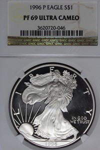 1996 NGC PF69 ULTRA CAMEO AMERICAN SILVER EAGLE #B51817