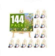 144 PCS Professional Painting Set, 12ct 11.8" Wood Easels,12 Packs of 120 Brush