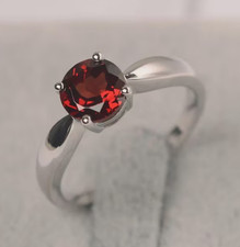 Natural Red Garnet Ring,925 Sterling Silver Ring, Women Statement Ring,
