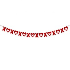Valentines Day Banner Garland, Red XOXO Heart Banner Valentines Day Wedding D...
