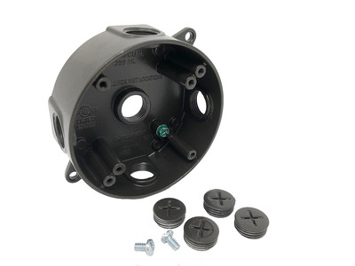 Sealproof 5 Hole 1/2-Inch Holes Weatherproof round Electrical Outlet Box with 5 