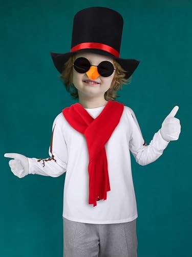  8 Pack Snowman Costume kids Winter Frosty Costume Set with Hat 11-12 Years