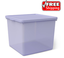 Mainstays Kids Large Plastic Storage Bin with Lid, Purple