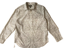 New BANANA REPUBLIC BR Mens Grey Print Cotton Button Front LS Shirt sz L