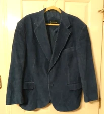 Scandia Woods Corduroy Blazer Jacket Mens Blue Sport Coat SZ XL
