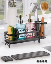 Kitchen Sink Caddy with 2 Water Absorbent Diatomite Stone Sink Tray,
